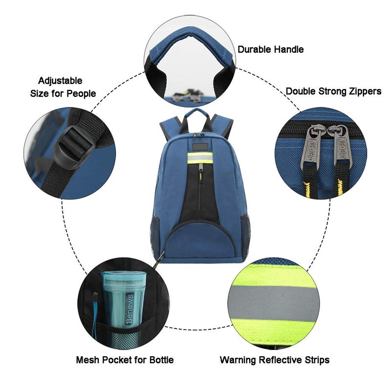QEES Heavy Duty Tool Backpack, 1680D Oxford Cloth, Electrician's Bag With Durable Handles & Straps - Image 3
